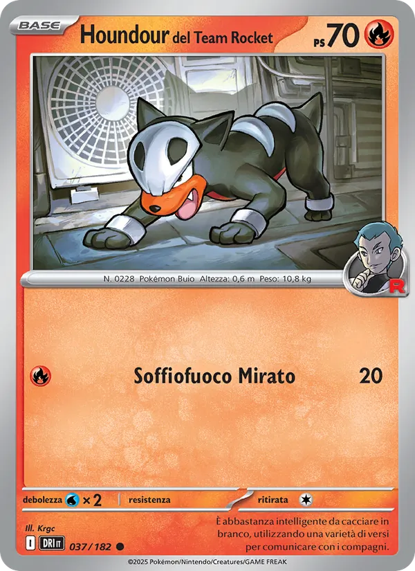 Carta Houndour del Team Rocket dell'espansione Rivali Predestinati, numero 037/182