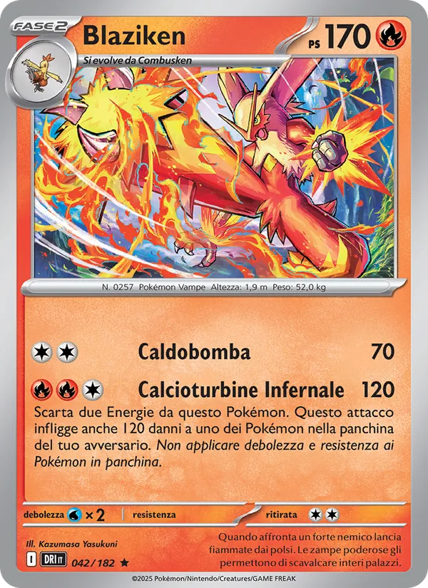 Carta Blaziken dell'espansione Rivali Predestinati, numero 042/182
