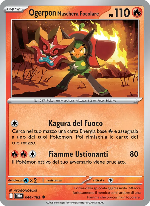 Carta Ogerpon Maschera Focolare dell'espansione Rivali Predestinati, numero 044/182