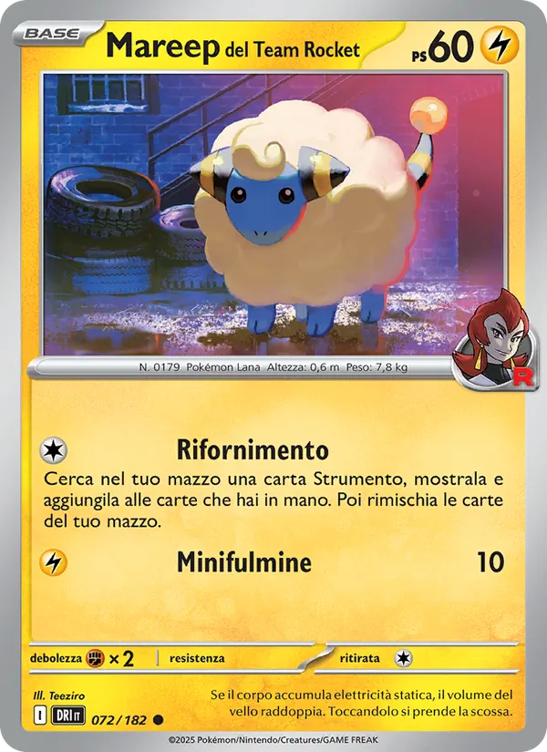 Carta Mareep del Team Rocket dell'espansione Rivali Predestinati, numero 072/182