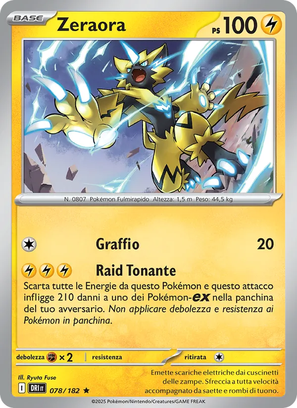 Carta Zeraora dell'espansione Rivali Predestinati, numero 078/182