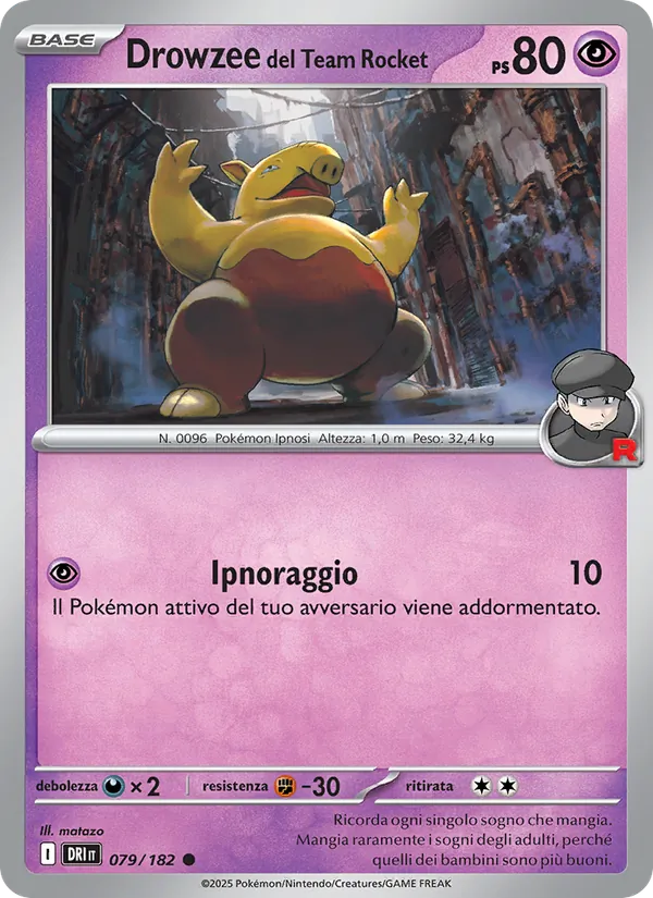 Carta Drowzee del Team Rocket dell'espansione Rivali Predestinati, numero 079/182