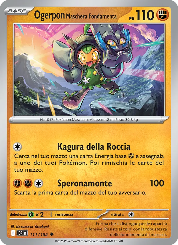 Carta Ogerpon Maschera Fondamenta dell'espansione Rivali Predestinati, numero 111/182