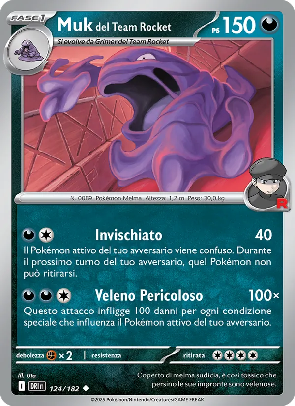 Carta Muk del Team Rocket dell'espansione Rivali Predestinati, numero 124/182