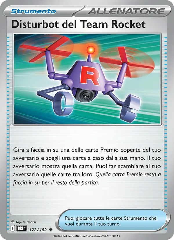 Carta Disturbot del Team Rocket dell'espansione Rivali Predestinati, numero 172/182