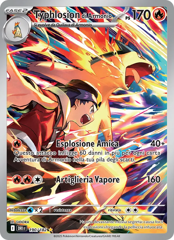 Carta Typhlosion di Armonio dell'espansione Rivali Predestinati, numero 190/182