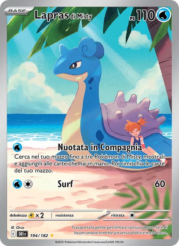 Carta Lapras di Misty dell'espansione Rivali Predestinati, numero 194/182