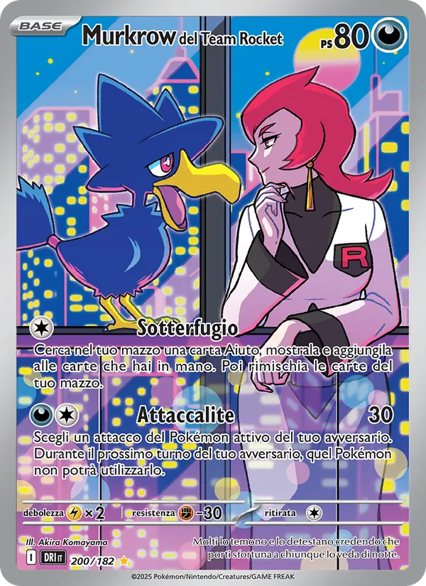 Carta Murkrow del Team Rocket dell'espansione Rivali Predestinati, numero 200/182