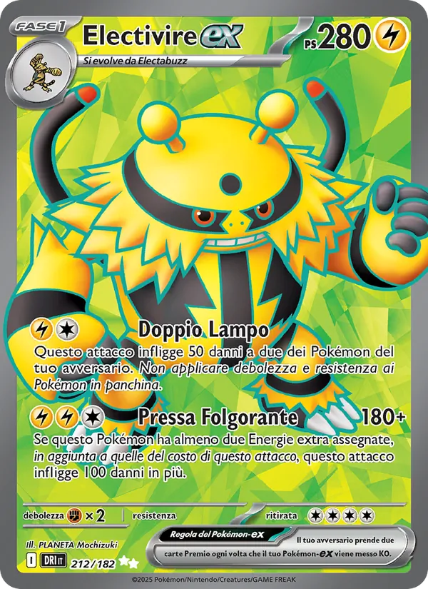 Carta Electivire-ex dell'espansione Rivali Predestinati, numero 212/182