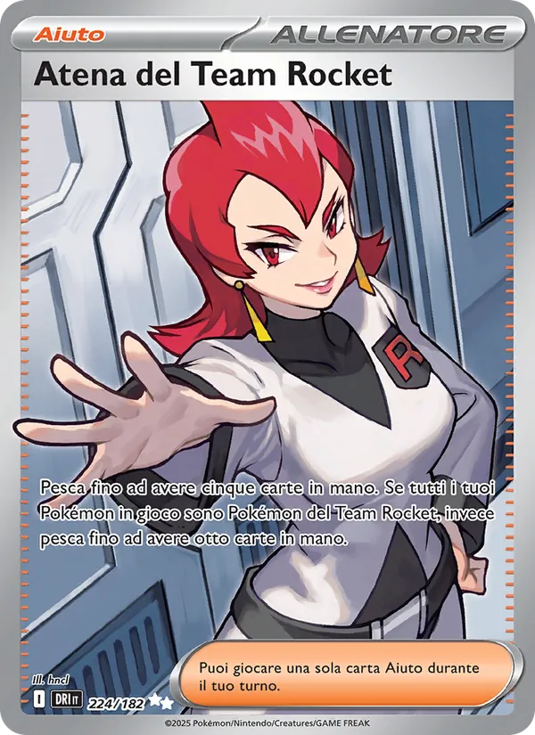 Carta Atena del Team Rocket dell'espansione Rivali Predestinati, numero 224/182