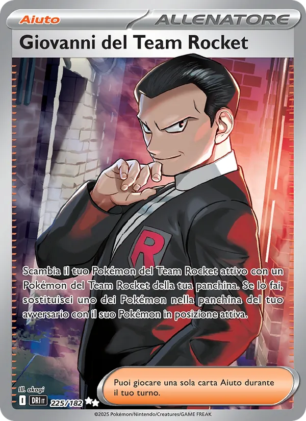 Carta Giovanni del Team Rocket dell'espansione Rivali Predestinati, numero 225/182