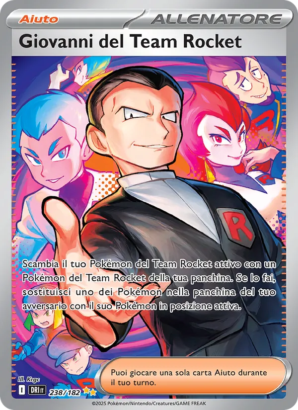 Carta Giovanni del Team Rocket dell'espansione Rivali Predestinati, numero 238/182
