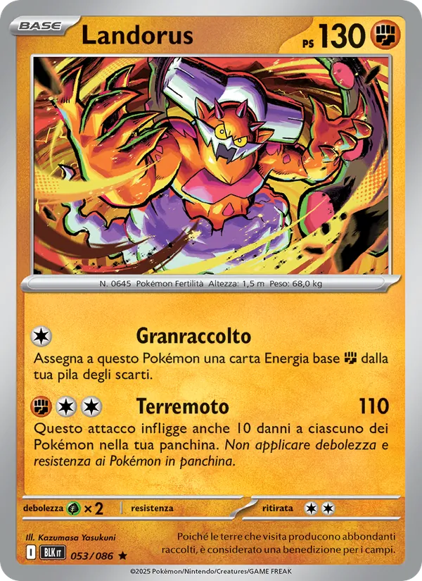 Carta Landorus dell'espansione Luce Nera, numero 053/86
