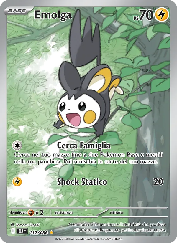 Carta Emolga dell'espansione Luce Nera, numero 112/86