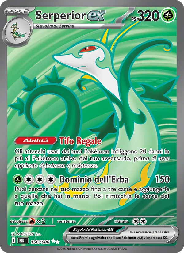 Carta Serperior-ex dell'espansione Luce Nera, numero 156/86
