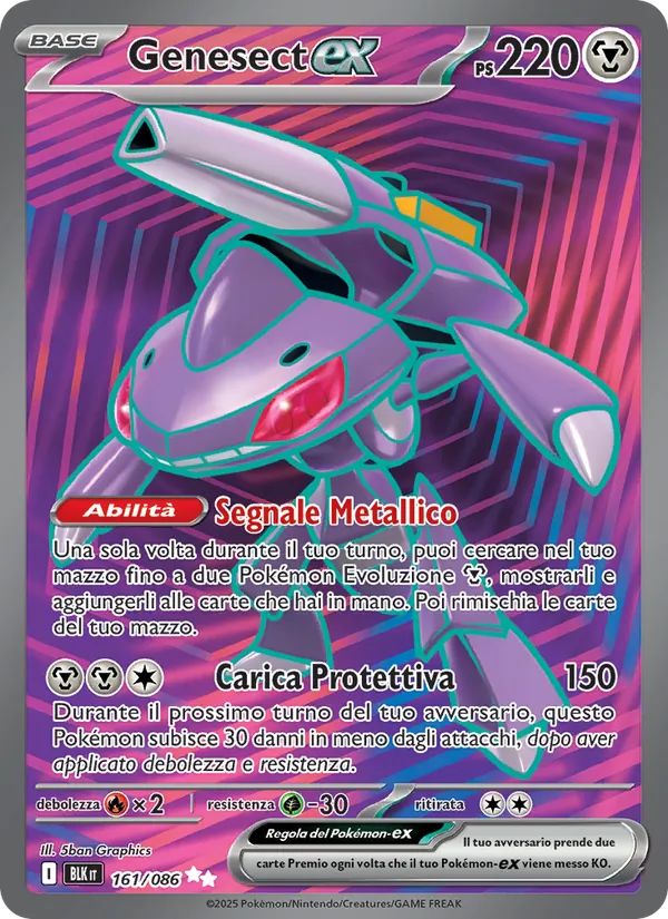 Carta Genesect-ex dell'espansione Luce Nera, numero 161/86