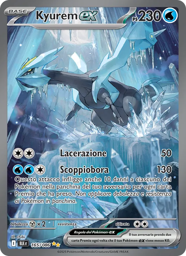 Carta Kyurem-ex dell'espansione Luce Nera, numero 165/86