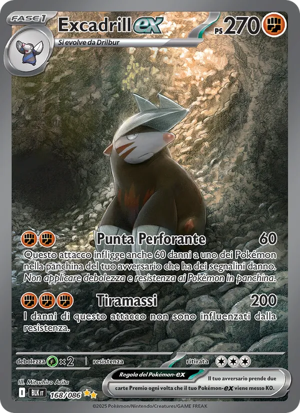 Carta Excadrill-ex dell'espansione Luce Nera, numero 168/86