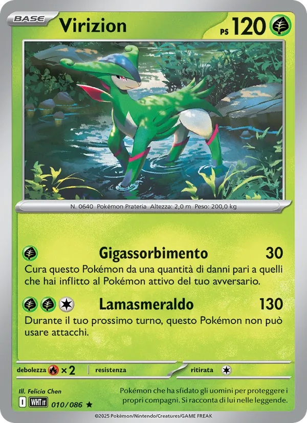 Carta Virizion dell'espansione Fuoco Bianco, numero 010/86