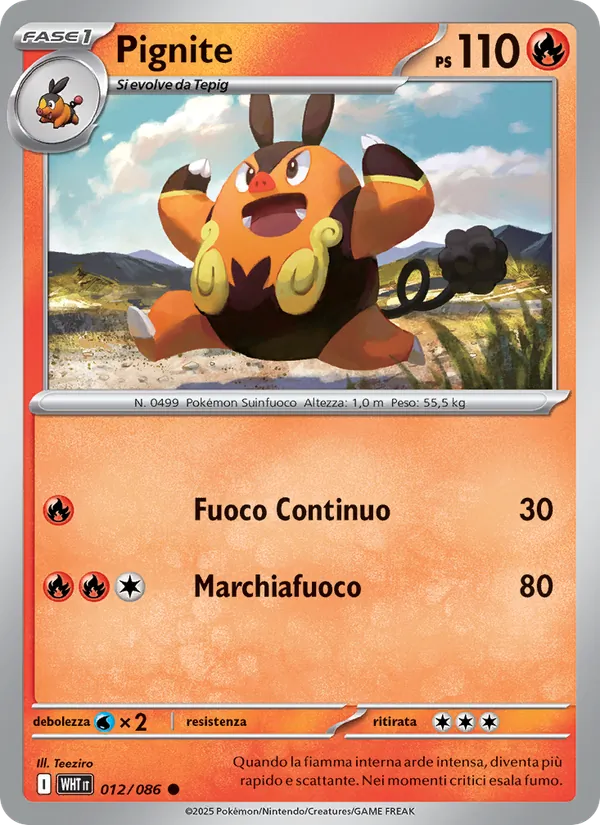 Carta Pignite dell'espansione Fuoco Bianco, numero 012/86