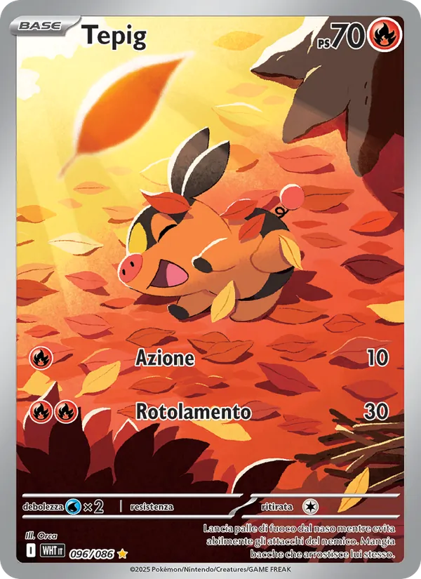 Carta Tepig dell'espansione Fuoco Bianco, numero 096/86