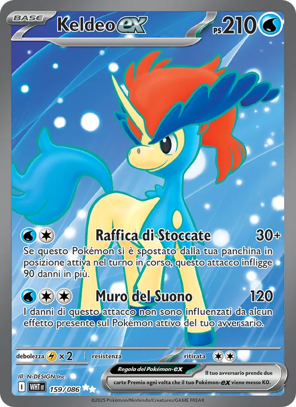 Carta Keldeo-ex dell'espansione Fuoco Bianco, numero 159/86