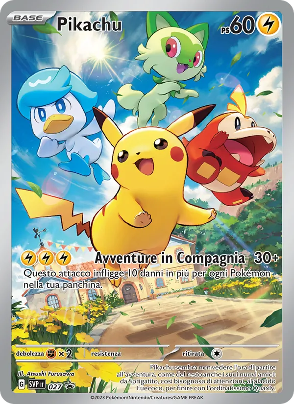 Carta Pikachu dell'espansione SVP Black Star Promos, numero 027/225