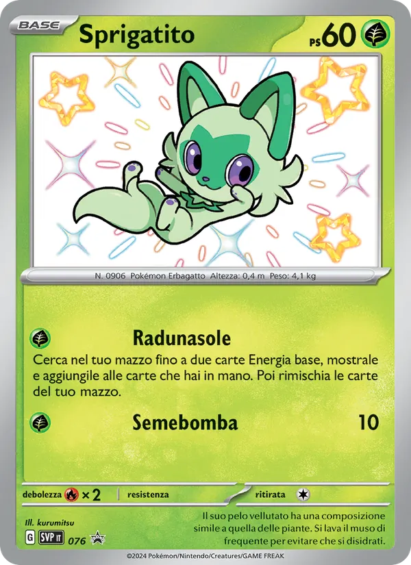 Carta Sprigatito dell'espansione SVP Black Star Promos, numero 076/225
