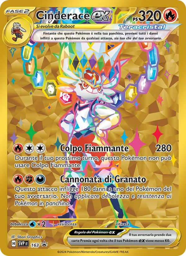 Carta Cinderace-ex dell'espansione SVP Black Star Promos, numero 163/225