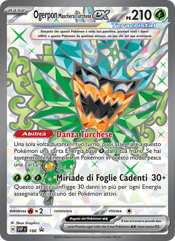 Carta Ogerpon Maschera Turchese-ex dell'espansione SVP Black Star Promos, numero 166/225