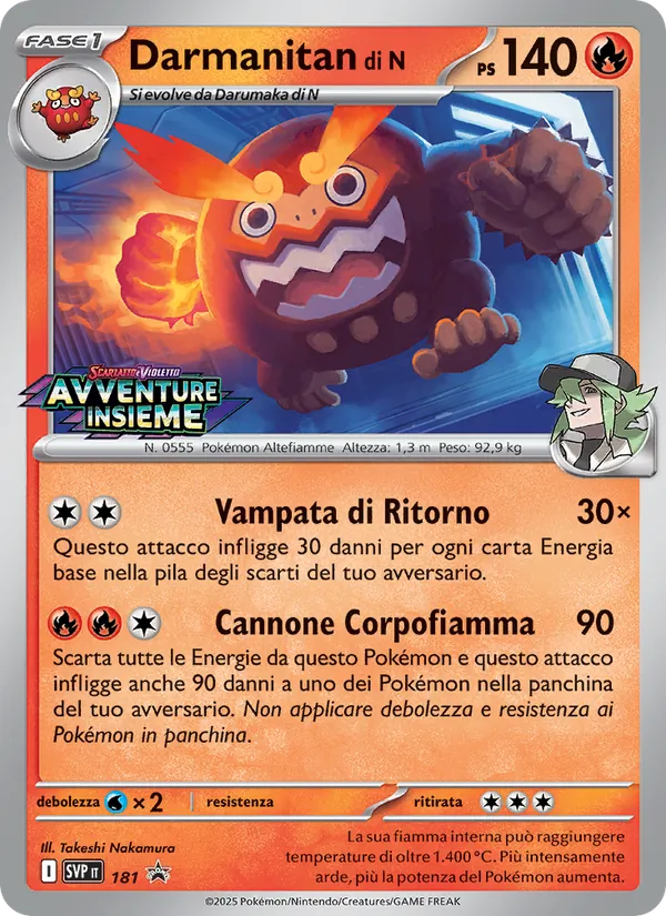 Carta Darmanitan di N dell'espansione SVP Black Star Promos, numero 181/225