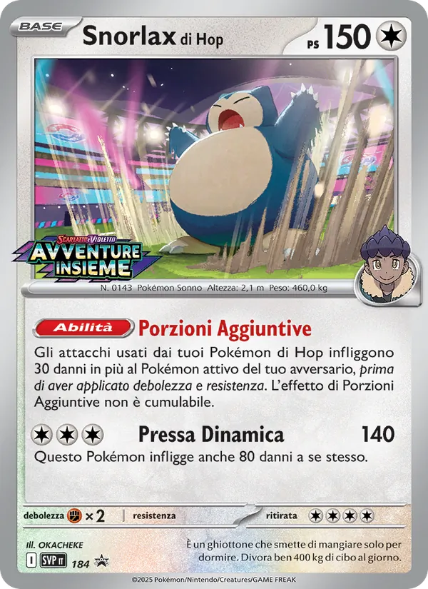 Carta Snorlax di Hop dell'espansione SVP Black Star Promos, numero 184/225