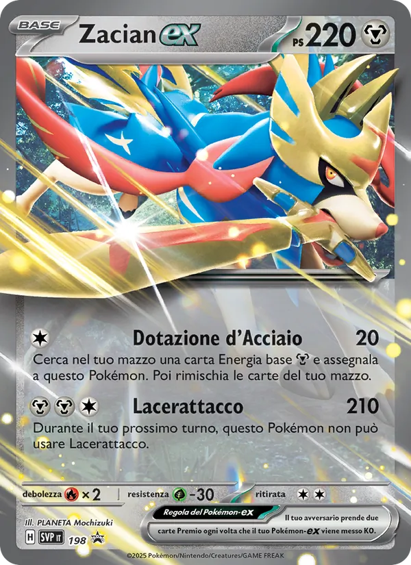 Carta Zacian-ex dell'espansione SVP Black Star Promos, numero 198/225