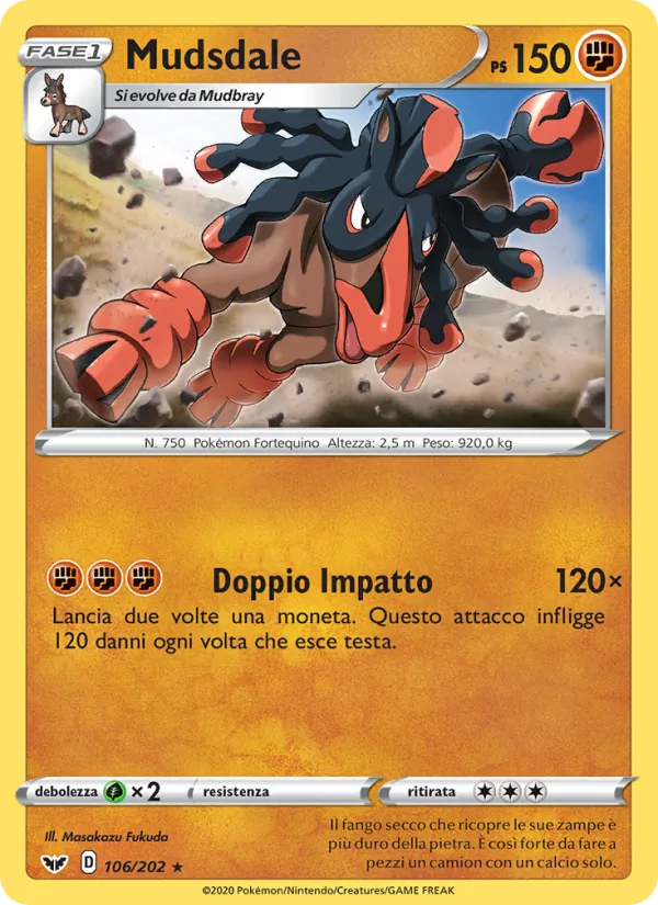 Carta Mudsdale dell'espansione Spada e Scudo, numero 106/202