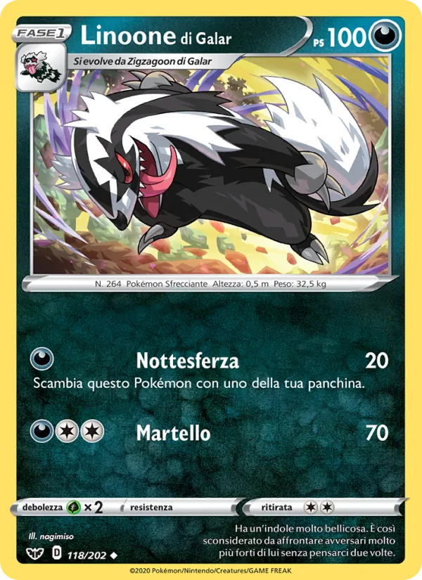 Carta Linoone di Galar dell'espansione Spada e Scudo, numero 118/202