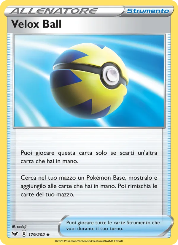 Carta Velox Ball dell'espansione Spada e Scudo, numero 179/202