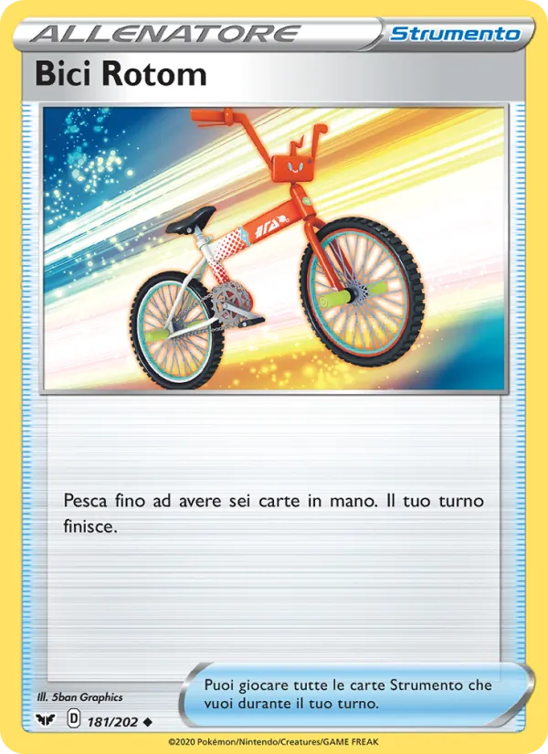 Carta Bici Rotom dell'espansione Spada e Scudo, numero 181/202