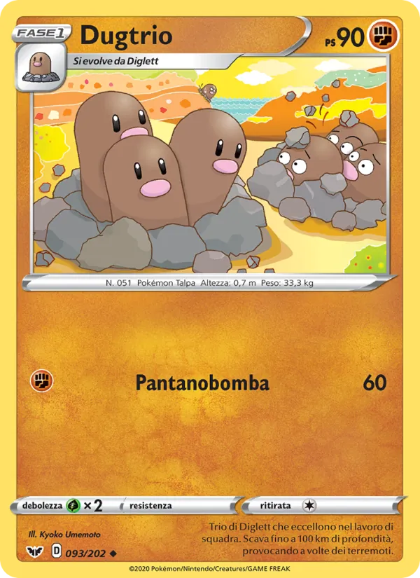 Carta Dugtrio dell'espansione Spada e Scudo, numero 93/202