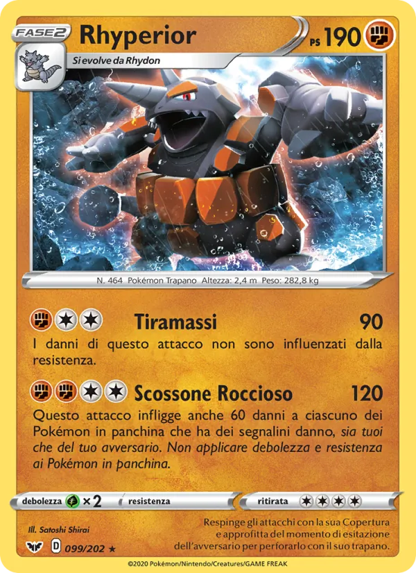 Carta Rhyperior dell'espansione Spada e Scudo, numero 99/202