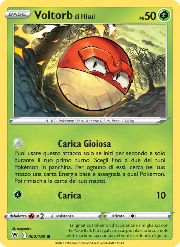 Carta Voltorb di Hisui dell'espansione Lucentezza Siderale, numero 002/189