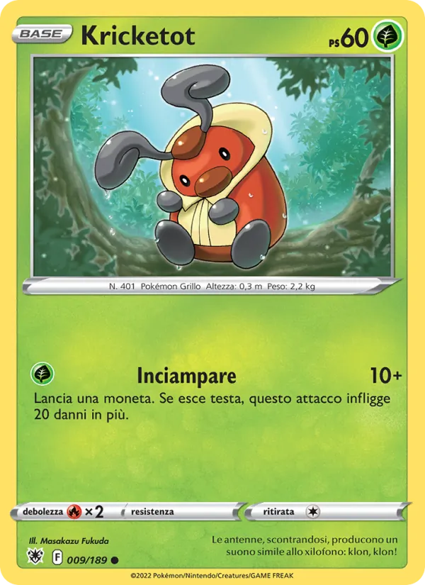 Carta Kricketot dell'espansione Lucentezza Siderale, numero 009/189