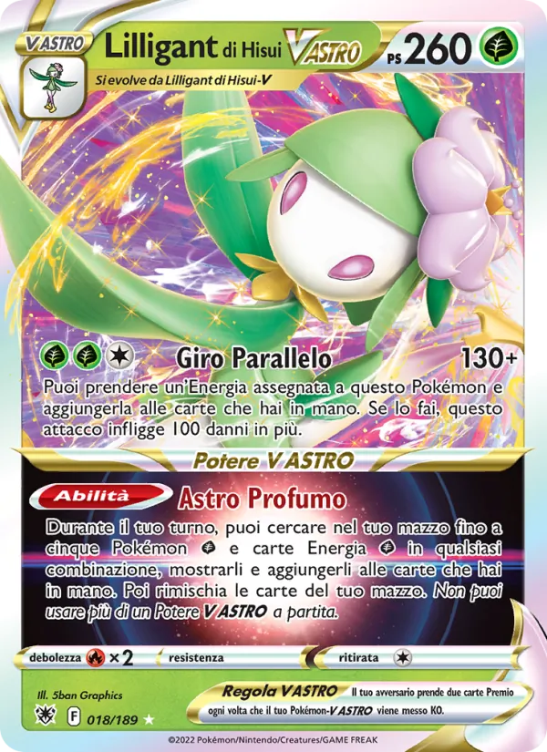 Carta Lilligant di Hisui V ASTRO dell'espansione Lucentezza Siderale, numero 018/189