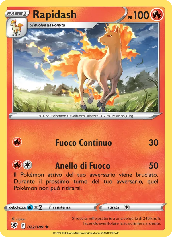 Carta Rapidash dell'espansione Lucentezza Siderale, numero 022/189