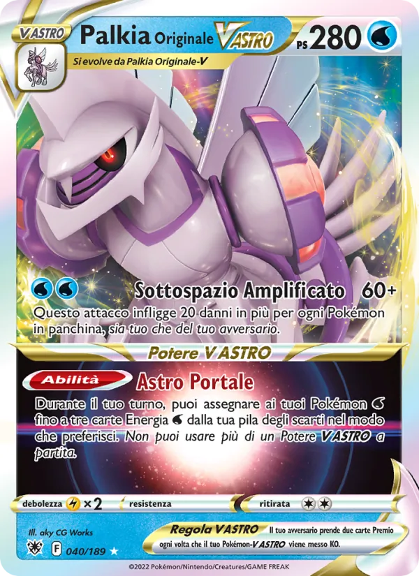 Carta Palkia Originale V ASTRO dell'espansione Lucentezza Siderale, numero 040/189