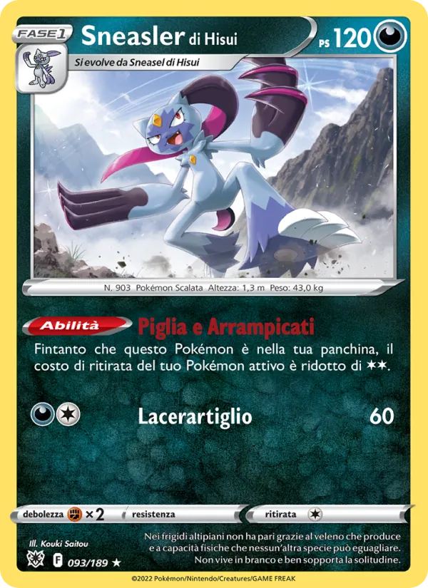 Carta Sneasler di Hisui dell'espansione Lucentezza Siderale, numero 093/189
