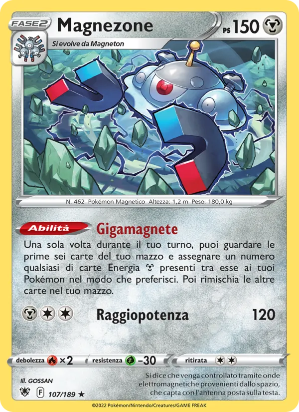 Carta Magnezone dell'espansione Lucentezza Siderale, numero 107/189