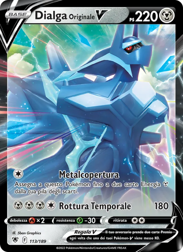 Carta Dialga Originale V dell'espansione Lucentezza Siderale, numero 113/189