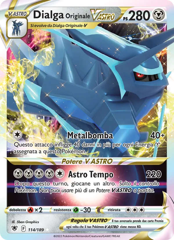 Carta Dialga Originale V ASTRO dell'espansione Lucentezza Siderale, numero 114/189