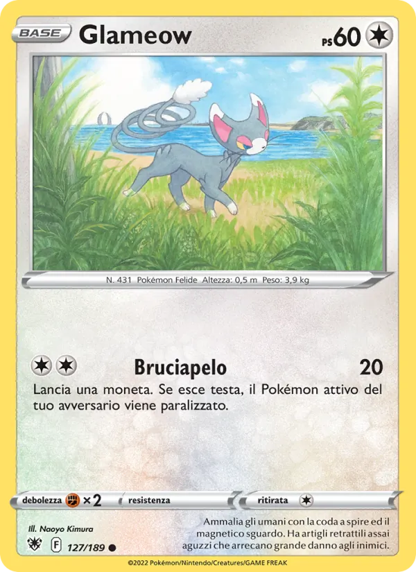 Carta Glameow dell'espansione Lucentezza Siderale, numero 127/189