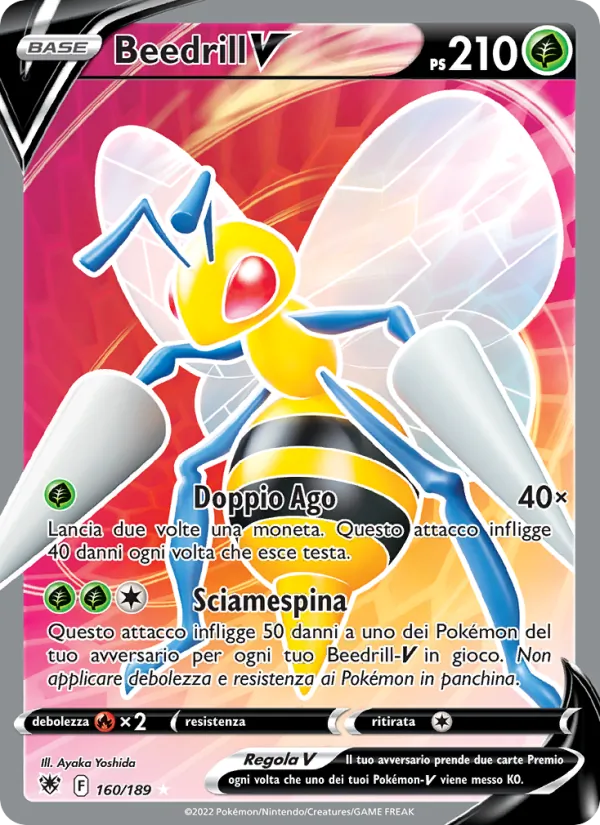 Carta Beedrill V dell'espansione Lucentezza Siderale, numero 160/189